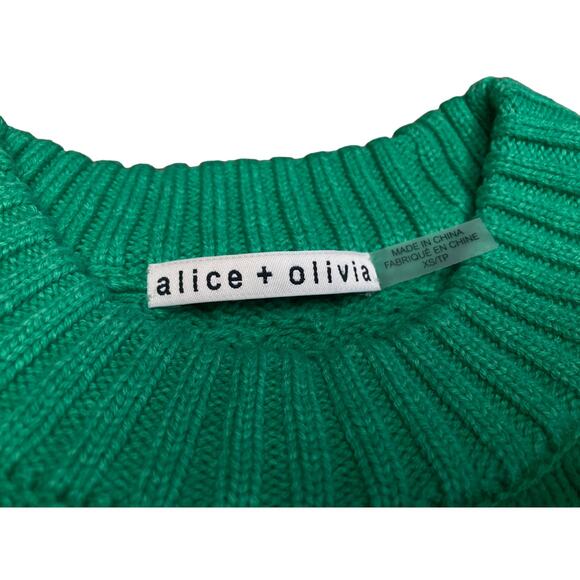 Alice + Olivia Leta Longsleeve Crop Top Sweater Kelly Green Size: Xtra Small - Picture 7 of 10